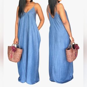 Blue Denim Maxi Dress